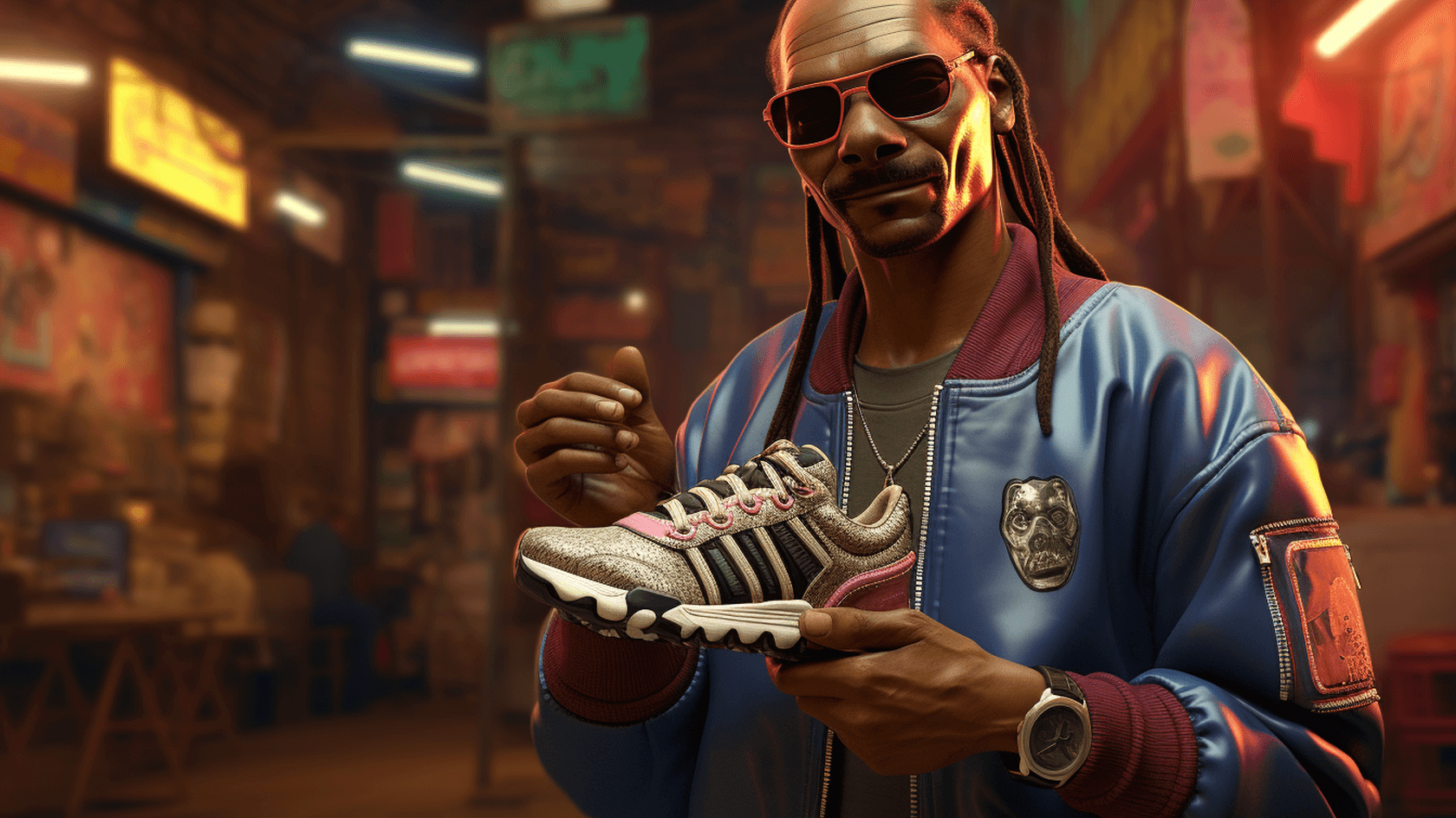 Snoop Dogg выпустил коллекцию NFT-кроссовок // Иллюстрация: Midjourney