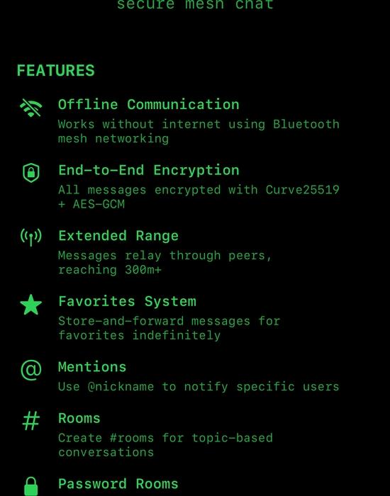 bitchat's Interface. Источник: @jack