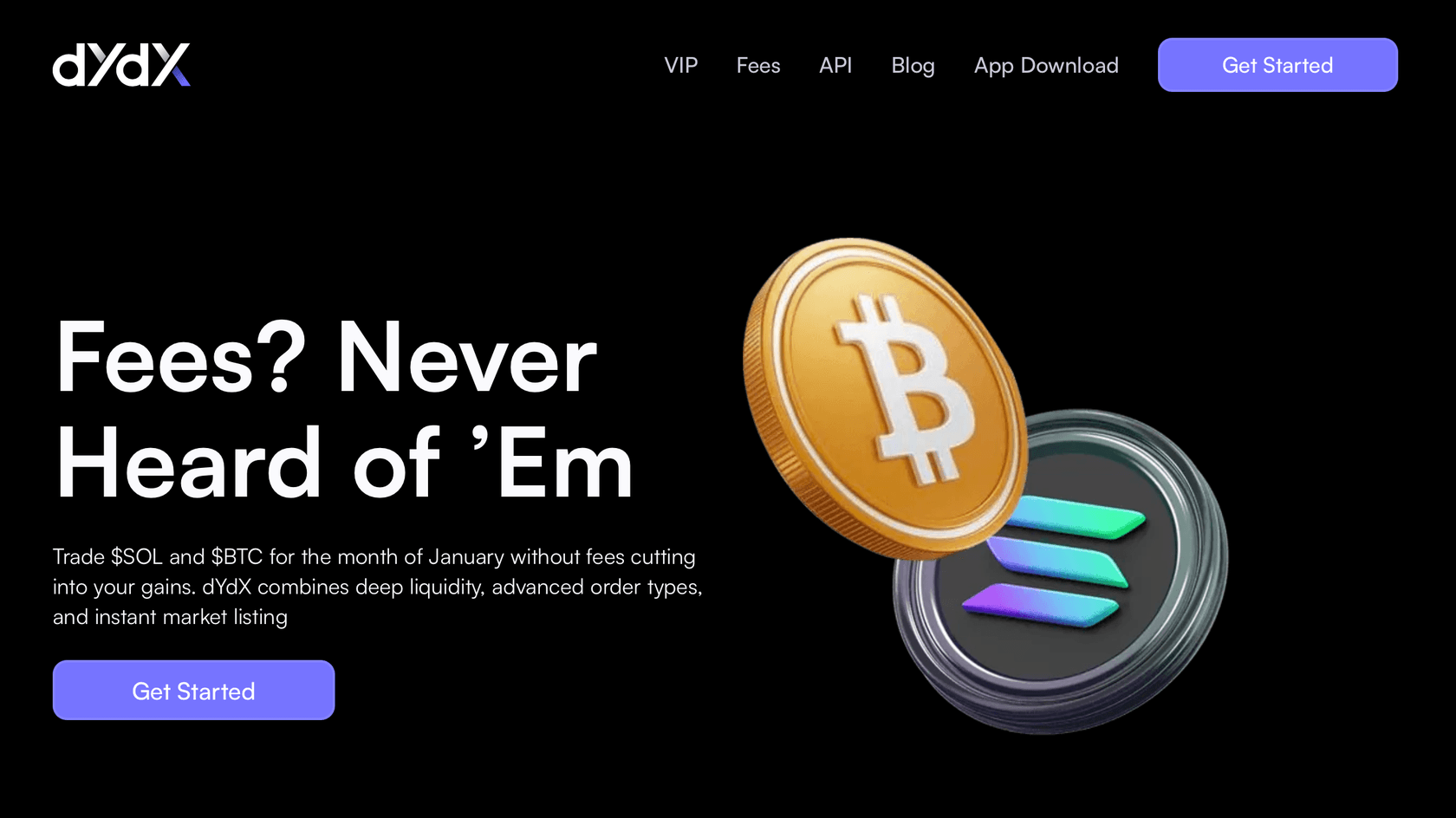 Стартовая страница dYdX // Источник: dYdX