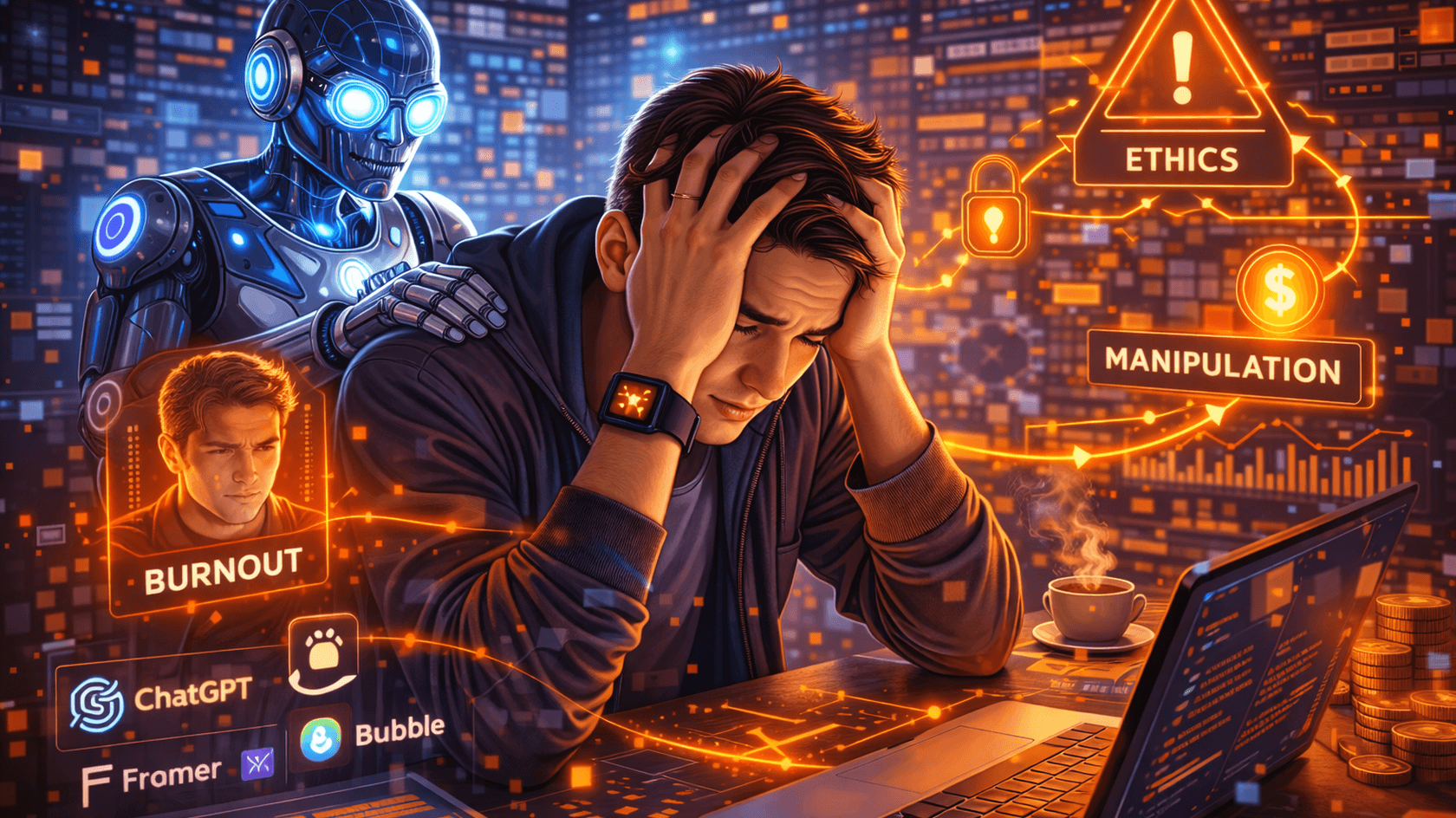 ИИ не устраняет эмоциональное напряжение и ответственность // Иллюстрация: Midjourney