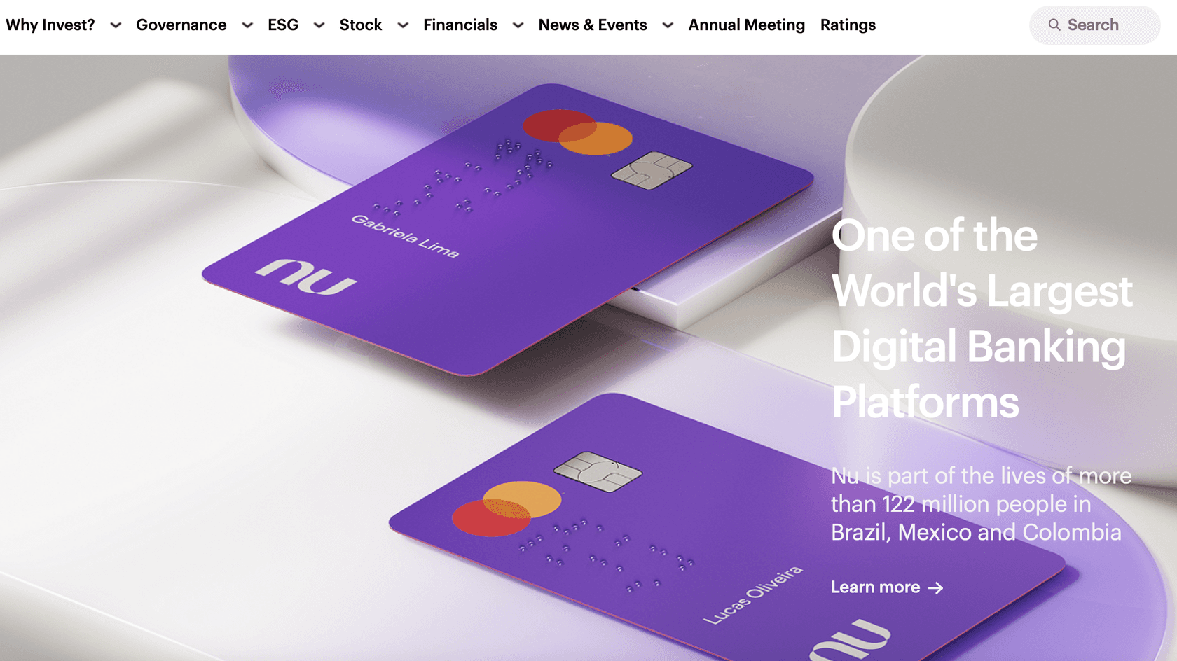 Стартовая страница Nu Holdings Ltd // Источник: Nu Holdings Ltd