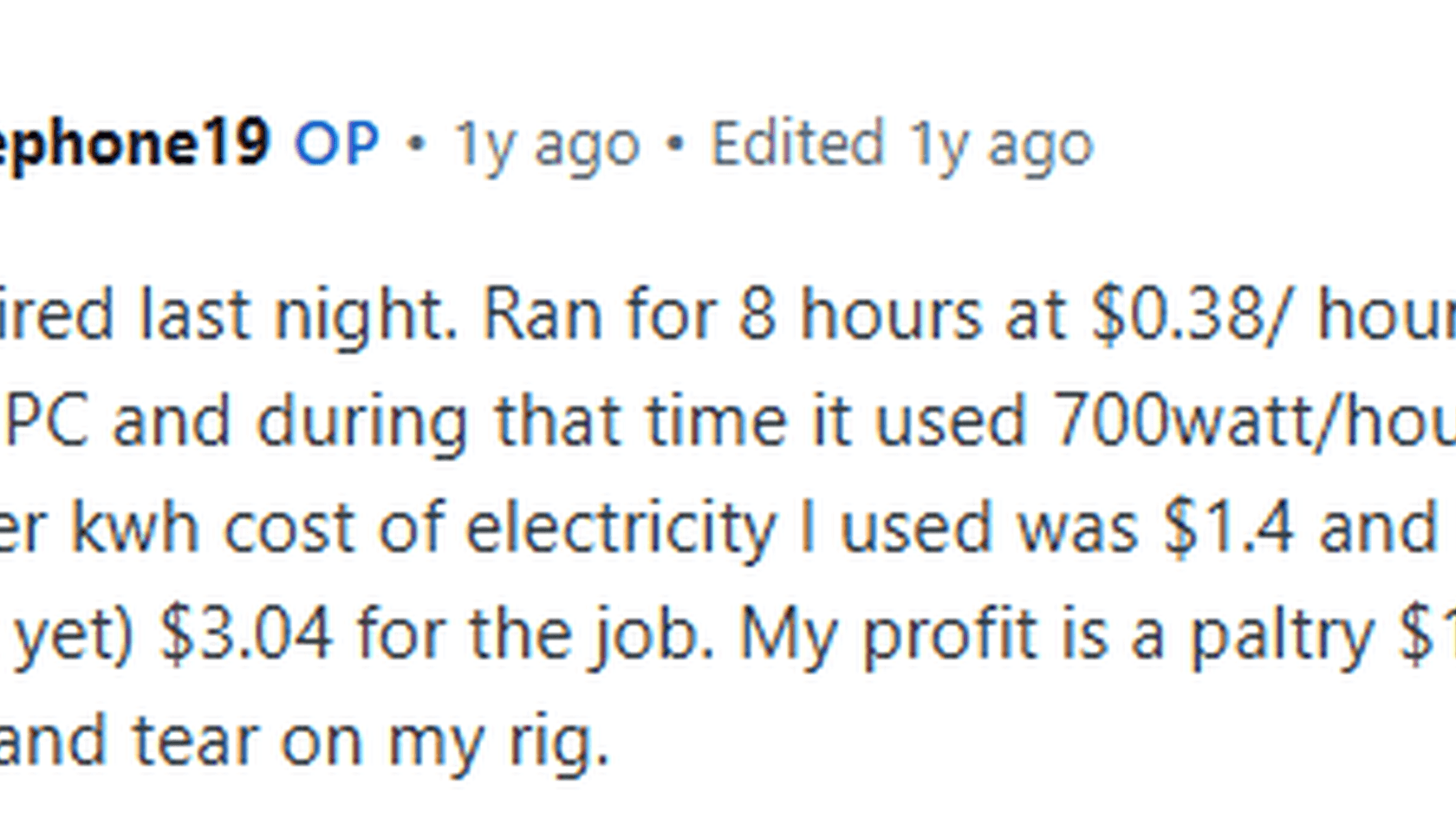 Когда Web3-рендеринг не окупает электричество // Источник: Reddit