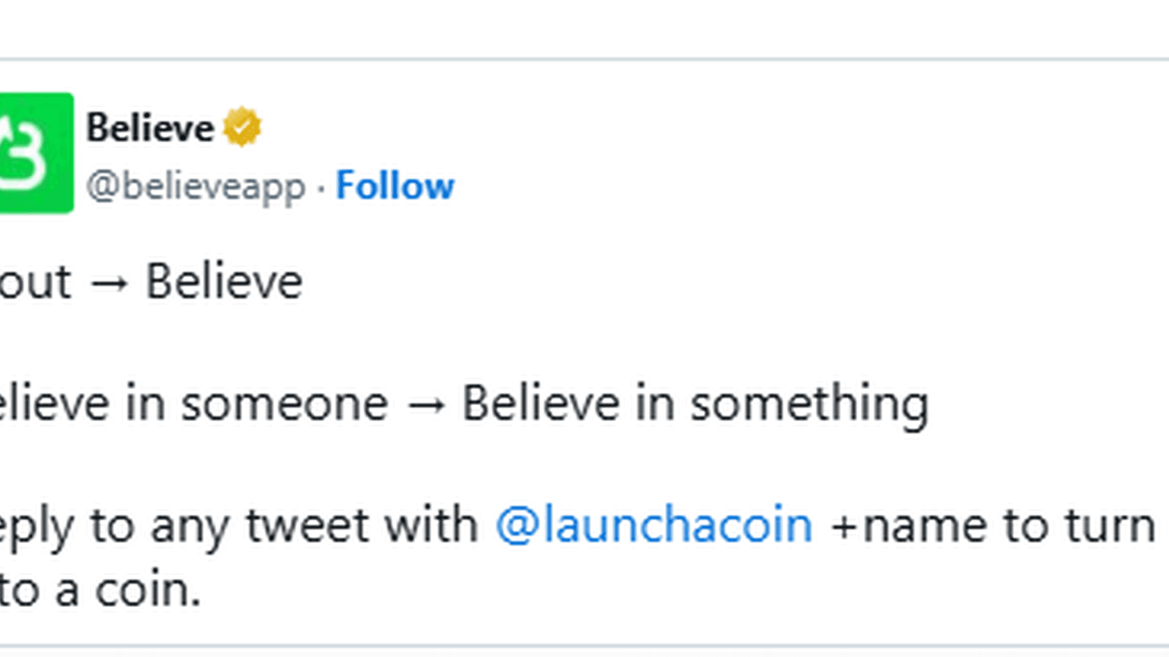 Как превратить твит в токен? Believe показывает формулу // Источник: Аккаунт Believe в Х