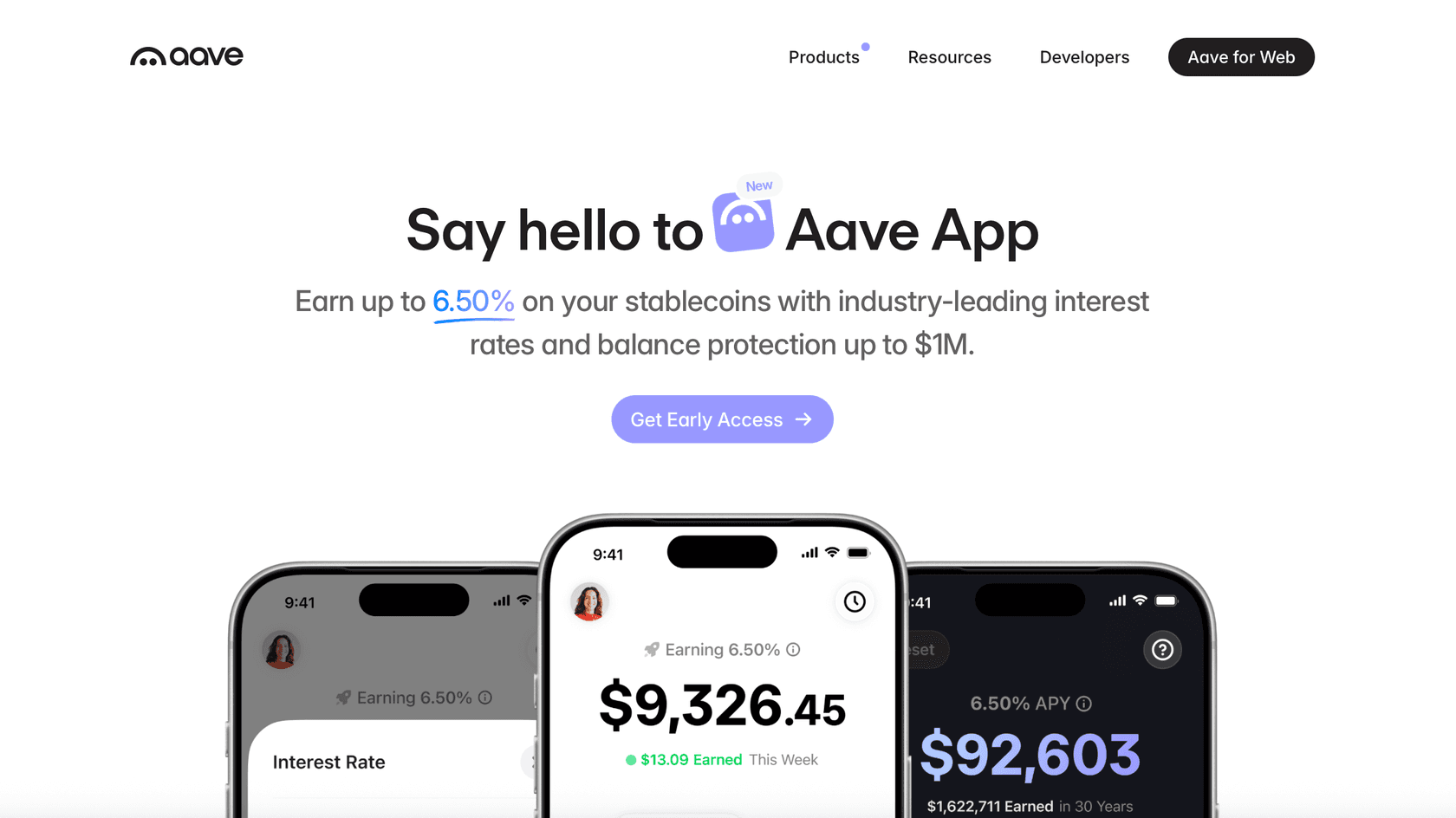 Стартовая страница Aave // Источник: Aave