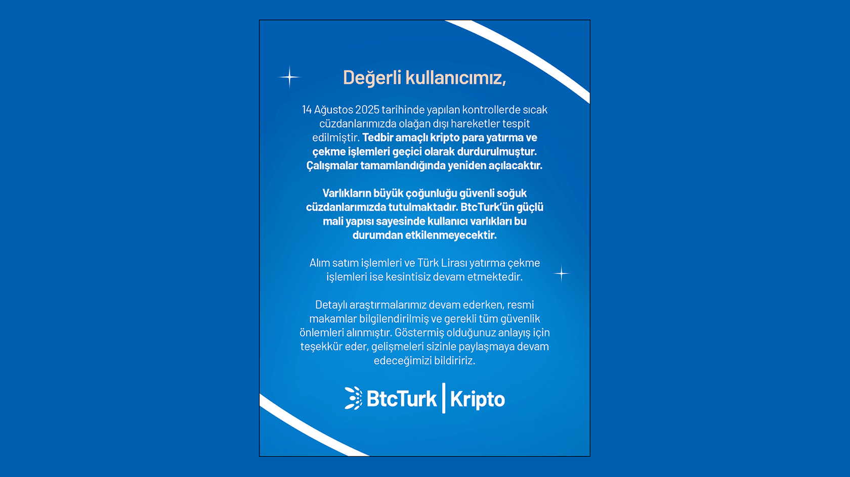 Анонс BtcTurk. Источник: @BtcTurkKripto
