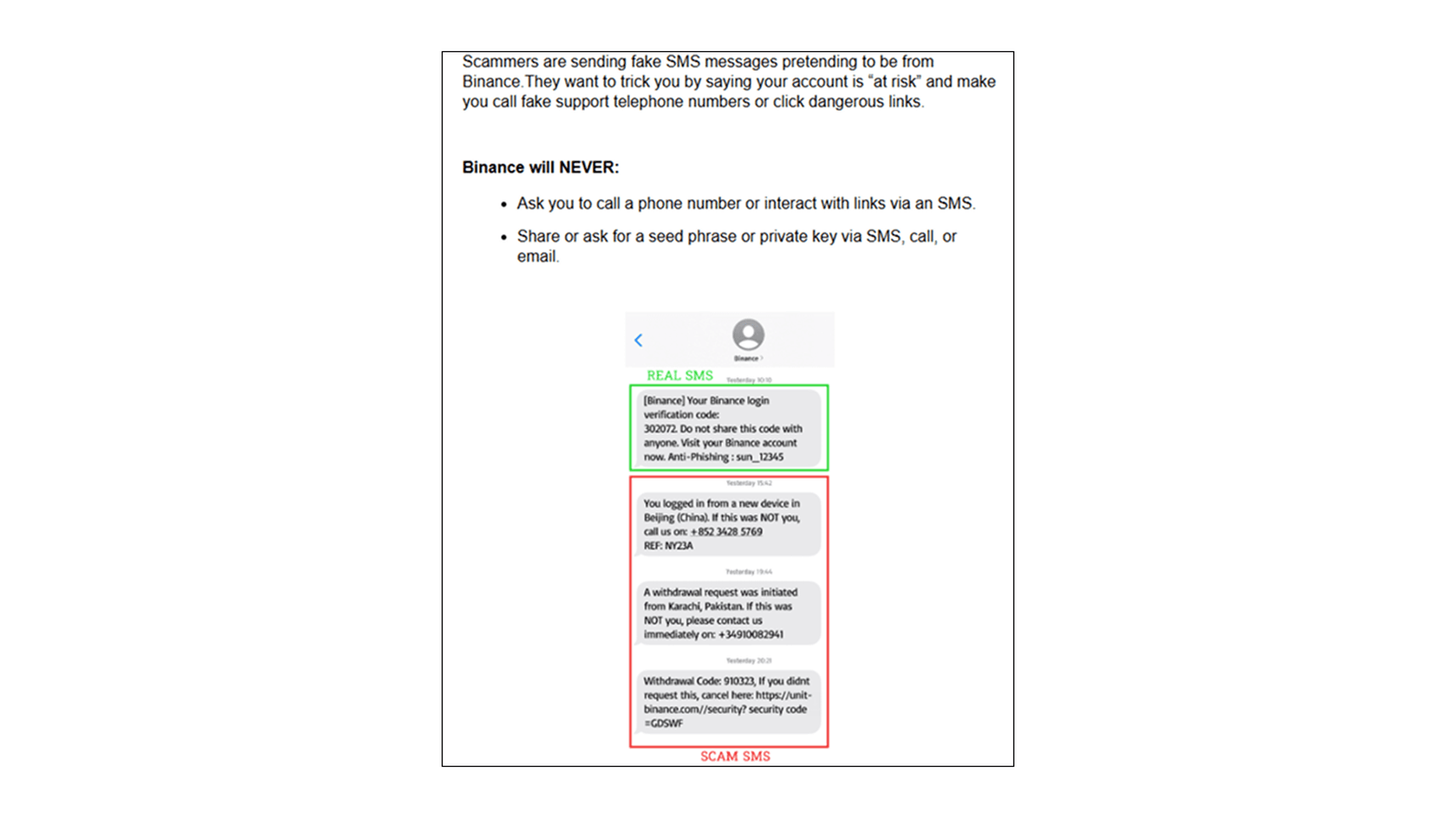 Фейковое сообщение от мошенников. Источник: Wu Blockchain