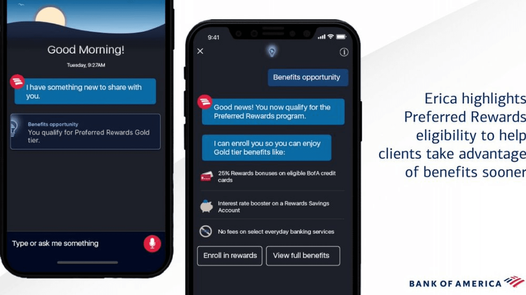 Интерфейс ассистента Erica // Источник: Bank of America