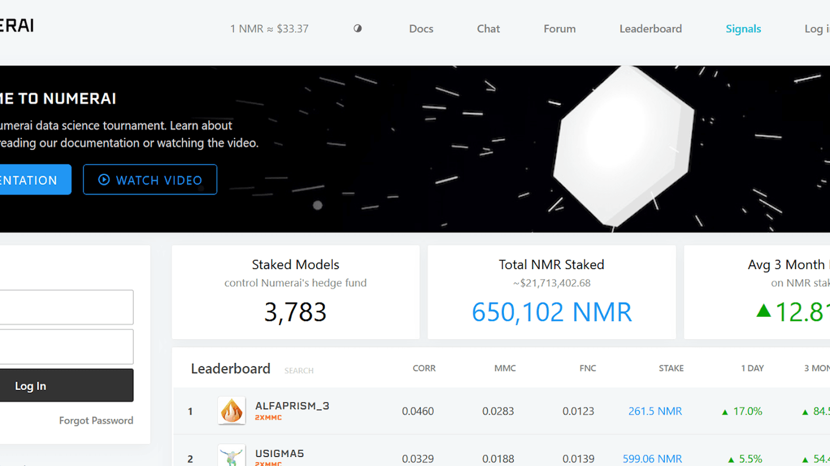 Стартовая страница Numerai // Источник: Portfolio 123
