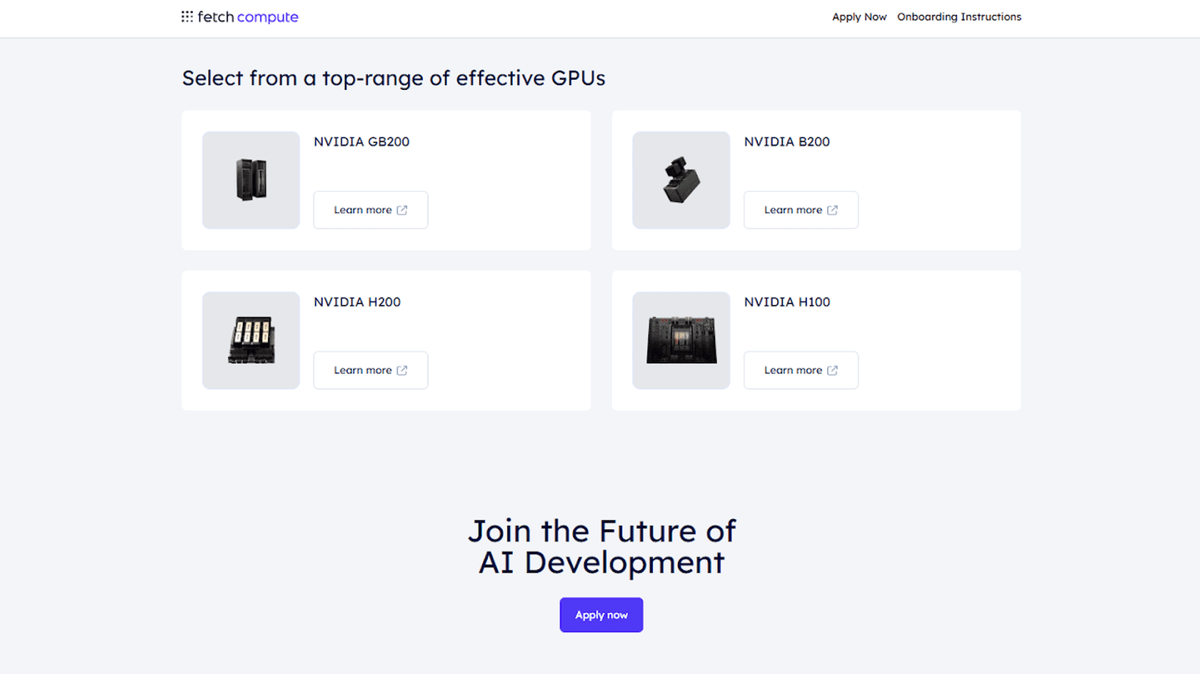 Линейка топовых GPU для AI-разработки // Источник: Fetchcompute.ai