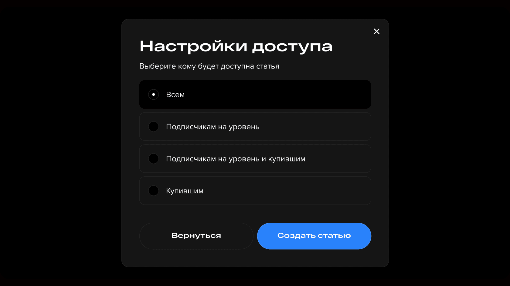 Уровни доступности статьи