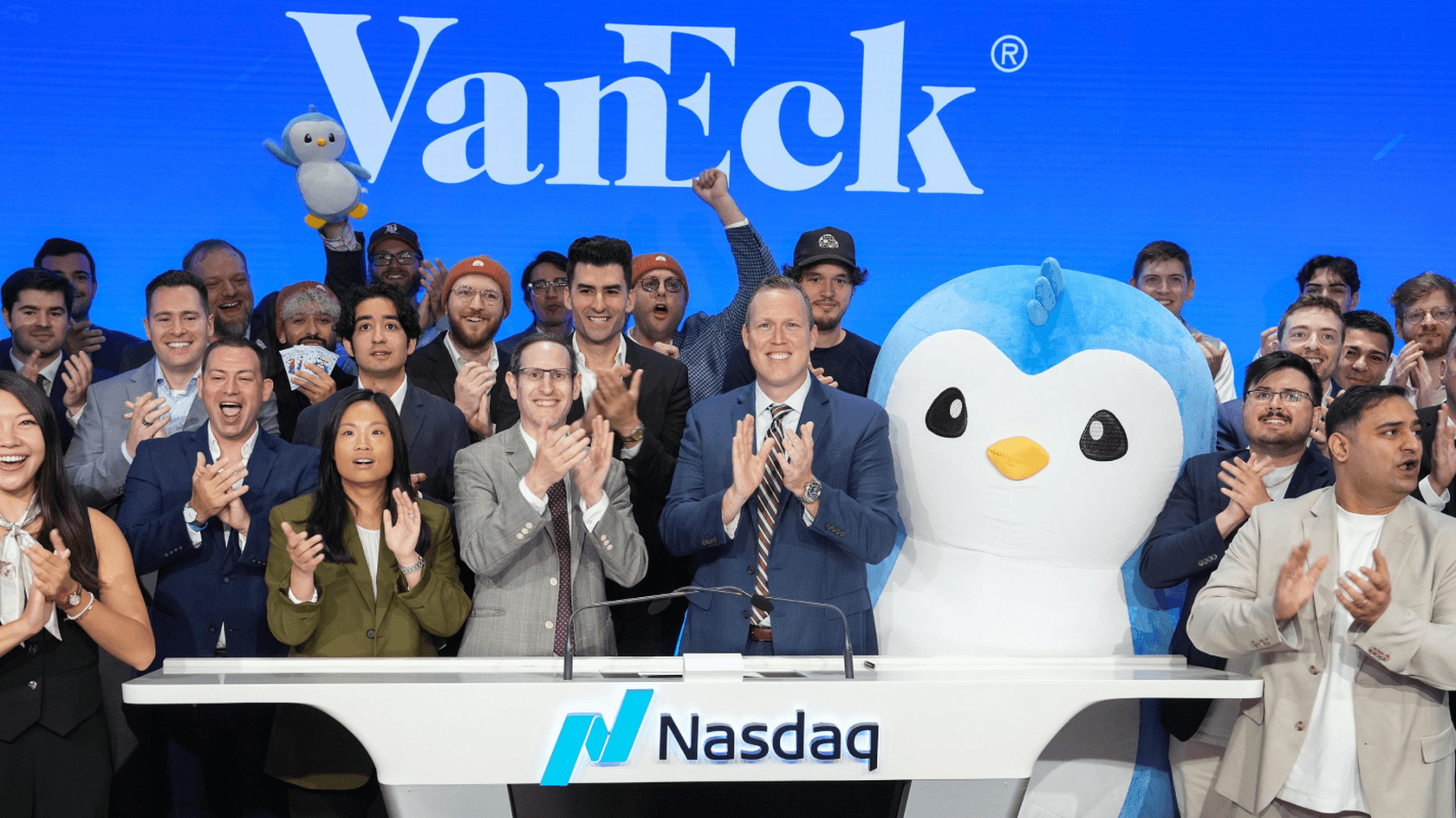 VanEck и Pudgy Penguins на мероприятии Nasdaq. Источник: VanEck