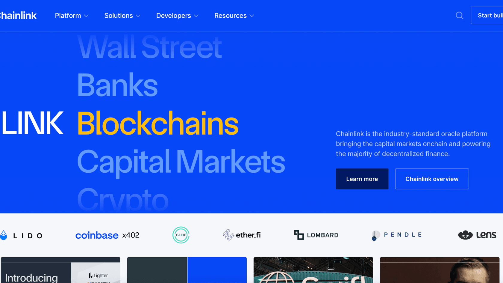 Стартовая страница Chainlink // Источник: Chainlink