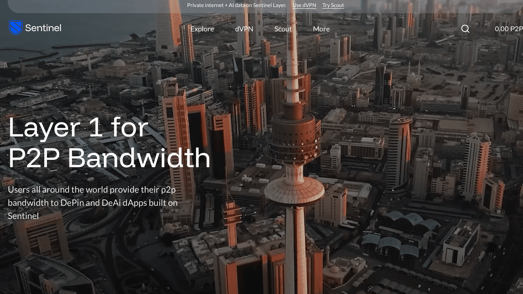 Стартовая страница Sentinel (DVPN) // Источник: Sentinel