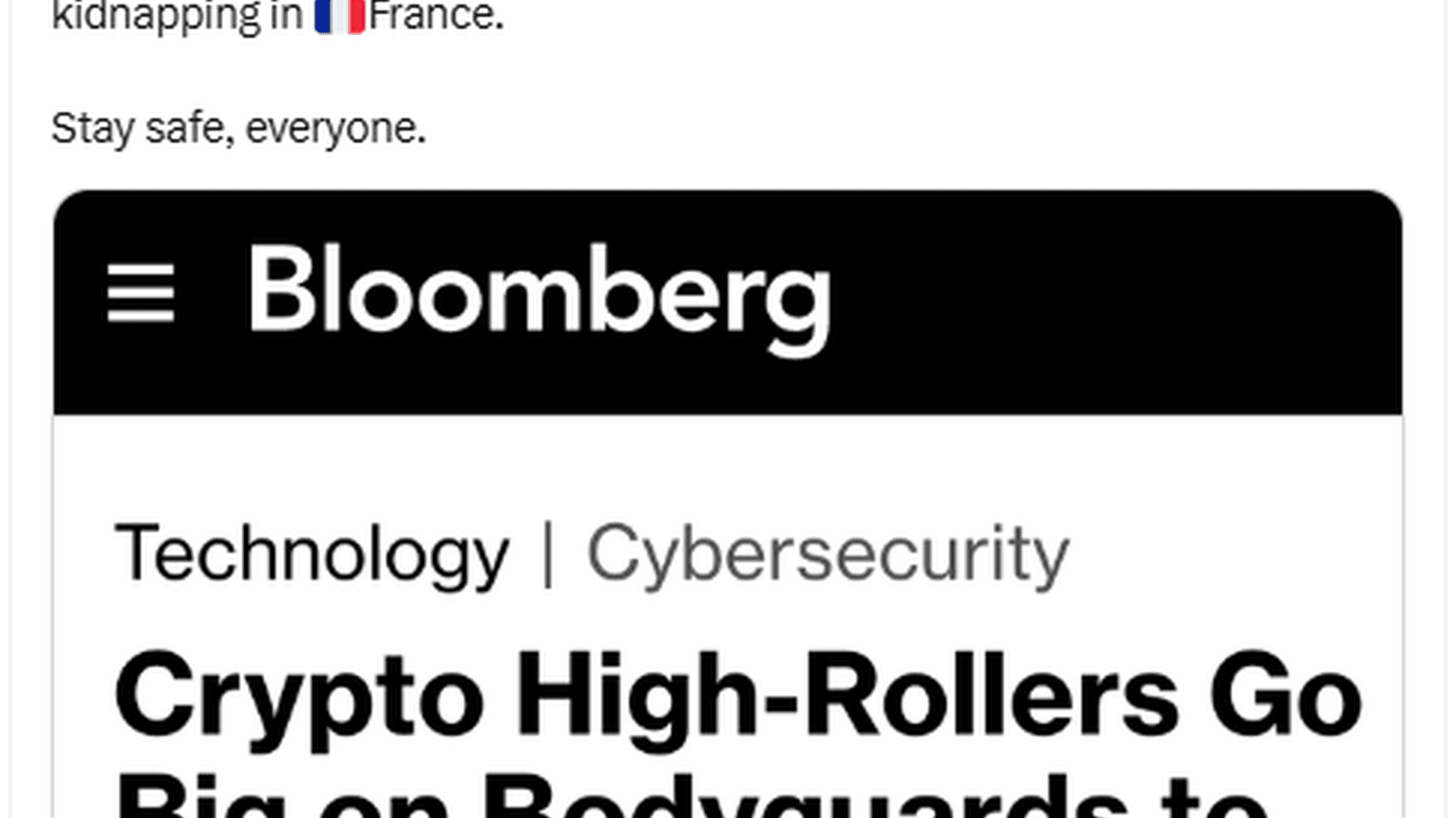 Владельцы крипты всё чаще защищаются не шифром, а охраной // Источник: Аккаунт CryptosRus в социальной сети Х